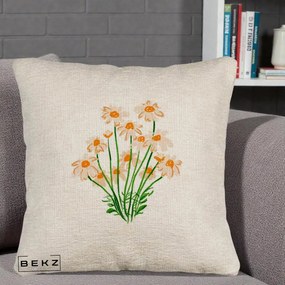 Perna Decorativa Margarete Camp, 40x40 cm, Bej Canapea, Husa Detasabila, Perna Inclusa, BEKZ®