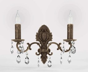 Aplica de perete 2 brate din alama si cristal Venezia