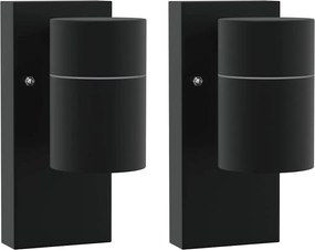 vidaXL Lumină de perete pentru exterior 2 pcs Negru 6,5 x 10,5 x 16 cm