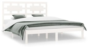 3107369 vidaXL Cadru de pat Super King, alb, 180x200 cm, lemn masiv de pin