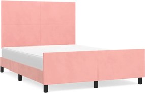 vidaXL Cadru de pat cu tăblie, roz, 140x200 cm, catifea