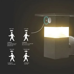 LED lampă solară de perete cu senzor, 2,5W, 3000K, IP54, 2200 mAh