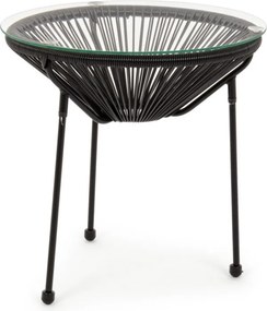 Masuta de cafea pentru gradina, metal / sticla securizata, negru, Ø 50x50 cm, Parker Yes