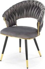 Scaun K551, gri/negru/auriu, stofa catifelata/metal, 62x58x85 cm