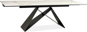 Masa moderna dining WESTIN III, alb/negru, ceramica/metal, 160-240x90x