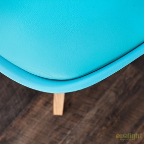 Scaun din lemn cu tapiterie din piele sintetica Scania NewLook II turcoaz A-36206 VC
