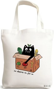 Sacosa de Panza pentru Cumparaturi, Geanta Tote, model No desire to fit in, 38 x 34.5 cm, Alba, BEKZ®