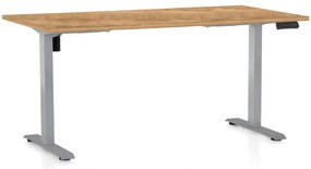 Masă înălțime reglabilă OfficeTech B, 160 x 80 cm, picioare gri, stejar auriu