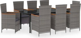 vidaXL Set mobilier pentru grădină cu perne, 9 piese, gri