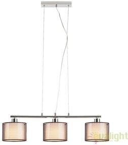 Lustra cu 3 pendule design modern, finisaj crom/ maro, Anastasia 2630 RX