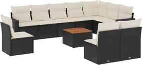 vidaXL Set canapele de grădină cu perne, 11 piese, negru, poliratan