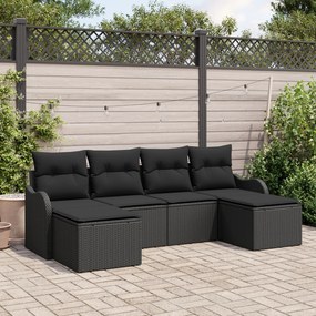 Set de Canapea de Grădină vidaXL cu Perne Negru Ratan Polimer