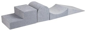 Teren de joacă din spumă gri deschis 4 buc. din catifea înălțime 30 cm 45x193 cm Montessori – Meowbaby