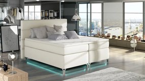 Pat tapitat boxspring, cu spatiu pentru depozitare, echipat cu LED, 160X200 cm, Amadeo, Eltap (Culoare: Bleumarin)