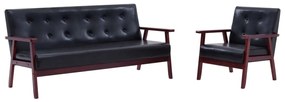 vidaXL Set canapea, 2 buc., negru, piele artificială,