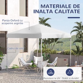 Outsunny Pavilion Pop Up Rezistent la Apă 2.45x2.45m cu Frânghii și Cuie din Oțel, Material Oxford, Albastru | Aosom Romania