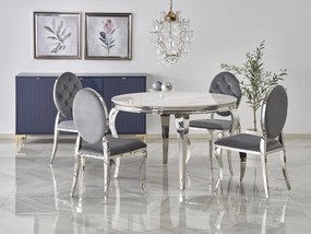 Masă de sufragerie Regino (marmură albă + argintiu) (pentru 4 persoane). Promo -6%. 1092405