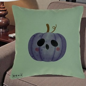 Perna Decorativa Dovleac Halloween Mov Kawaii, 40x40 cm, Verde, Husa Detasabila, Perna Inclusa, BEKZ®