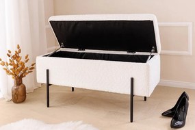Bancheta tapitata cu spatiu de depozitare LOFT 100cm boucle white