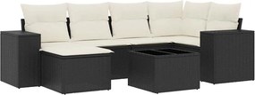 vidaXL Set canapele de grădină cu perne, 7 piese, negru, poliratan