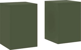 vidaXL Suport pentru plante 2 pcs Olivengrønn 24 x 24 x 35 cm Oțel