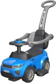 Masinuta copii si bebe Jolly Kids™ Sport Car, cu melodii, maner de impins pentru parinti, bara de protectie, design modern, Albastru