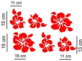 Sticker auto Flori 6 buc/set Rosu