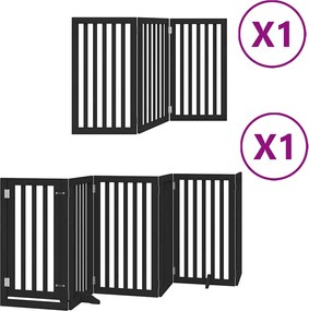 vidaXL Poartă câini pliabilă cu ușă 9 panouri negru, 450 cm, lemn plop