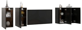 Comode TV, 4 buc., negru extra lucios, 30,5x30x60 cm, PAL 4, negru foarte lucios, 30.5 x 30 x 60 cm