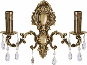 Aplica de perete 2 brate din alama si cristal Venezia