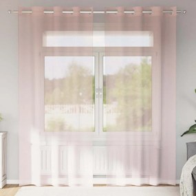 vidaXL Perdele Voile cu Oelii 2 buc Roz deschis 140x225 cm