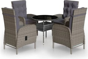 vidaXL Set bistro de grădină, 5 piese, gri, poliratan