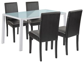 Set de masă Mira 4+1 alb-negru