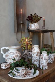Ghiveci decorativ mocca din ceramică pictată manual, cu motiv floral, 13x11 cm, „Grenoble"