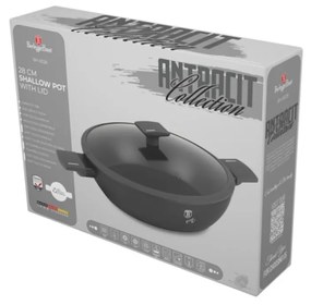 Cratiță cu capac 28 cm, 3.8L – Berlinger Haus Anthracite Collection BH 8128, cu strat antiaderent titan, design modern, gri antracit