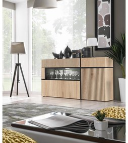 Comodă Carlyn (hikora jackson + negru (cu iluminat LED). Promo -12%. 1097597