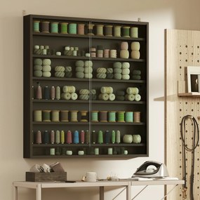 HOMCOM Dulap Tip Vitrină de Expoziție cu Rafturi Reglabile, Montată pe Perete, Negru | Aosom Romania