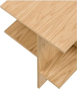 Noptieră în culoare naturală cu rafturi cu aspect de lemn de stejar Atik – noo.ma