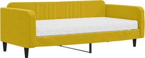 vidaXL Pat de zi cu saltea, galben, 100x200 cm, catifea