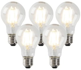 Set de 5 becuri LED E27 reglabile cu intensitatea luminii, transparente, 7W, 806 lm, 2700K