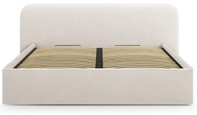 Pat matrimonial fildeș tapițat cu spațiu de depozitare cu somieră 180x200 cm Elizabeth – Micadoni