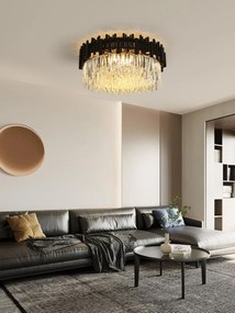Candelabru modern cu cristale – 80 cm, culoare negru