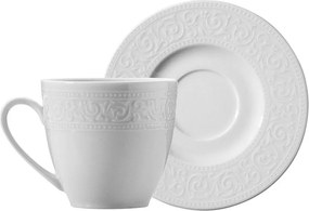 Set 6 cesti cu 6 farfurii ACL12KT00, alb, portelan, 50 ml