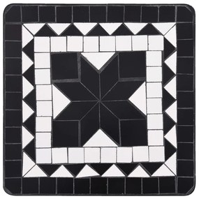 Masa laterala cu mozaic, negru si alb, ceramica 1, Negru