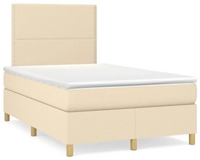 vidaXL Pat continental cu saltea, crem, 120x190 cm, textil