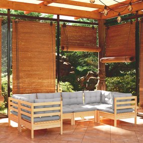 3097294 vidaXL Set mobilier grădină cu perne gri, 6 piese, lemn de pin