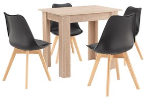 Set de masă Amina 4+1 negru-stejar Sonoma