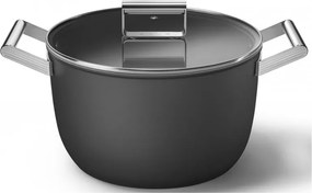 Oala cu capac SMEG CKFC2611BLM, 7,7 l, Ø26 cm, Acoperire cu teflon, Pana la 250°C, Inductie, Negru