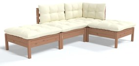 3096289 vidaXL Set mobilier de grădină cu perne, 4 piese, lemn masiv de pin
