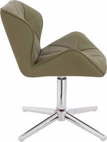 HR111CROSS Scaun Khaki Piele Ecologica Premium Soft cu Bază Cromata